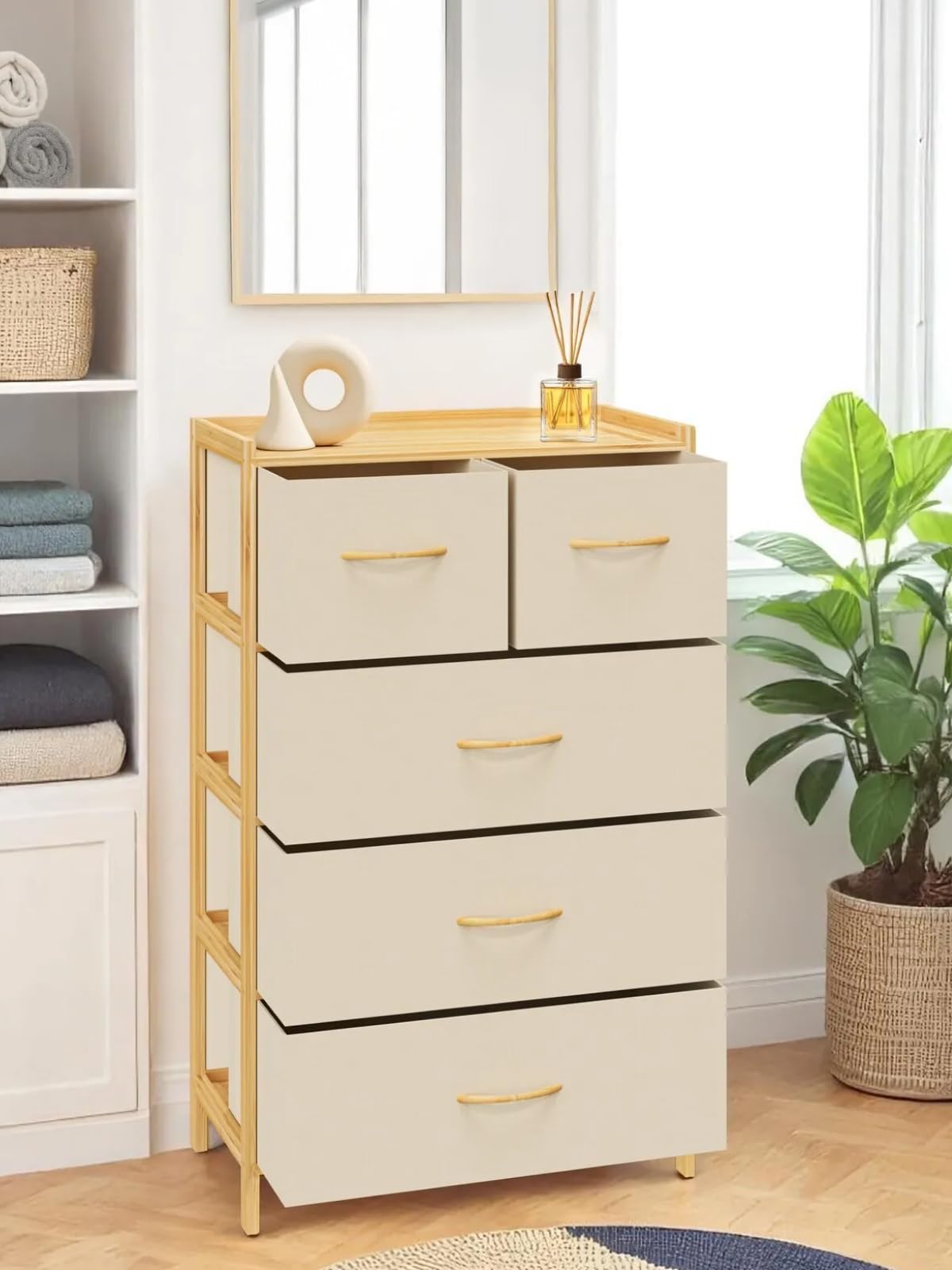 Digithome Bambu 5 Çekmeceli Dolap Organizer Çok Amaçlı Düzenleyici